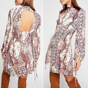 FREE PEOPLE : All Dolled Up Paisley Long Sleeved Mini Dress